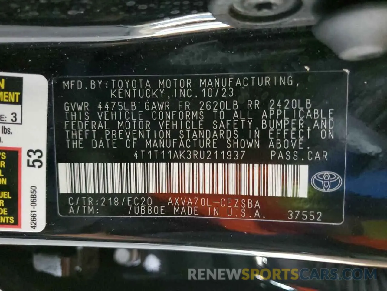 13 fotografías del automóvil dañado 4T1T11AK3RU211937 TOYOTA CAMRY 2024