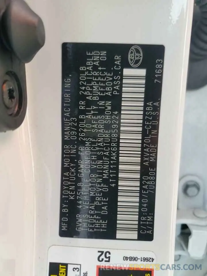 14 fotografías del automóvil dañado 4T1T11AK6RU859224 TOYOTA CAMRY 2024