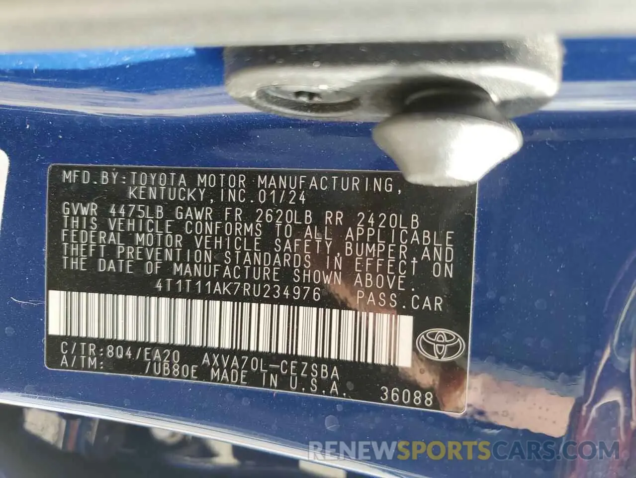 13 fotografías del automóvil dañado 4T1T11AK7RU234976 TOYOTA CAMRY 2024