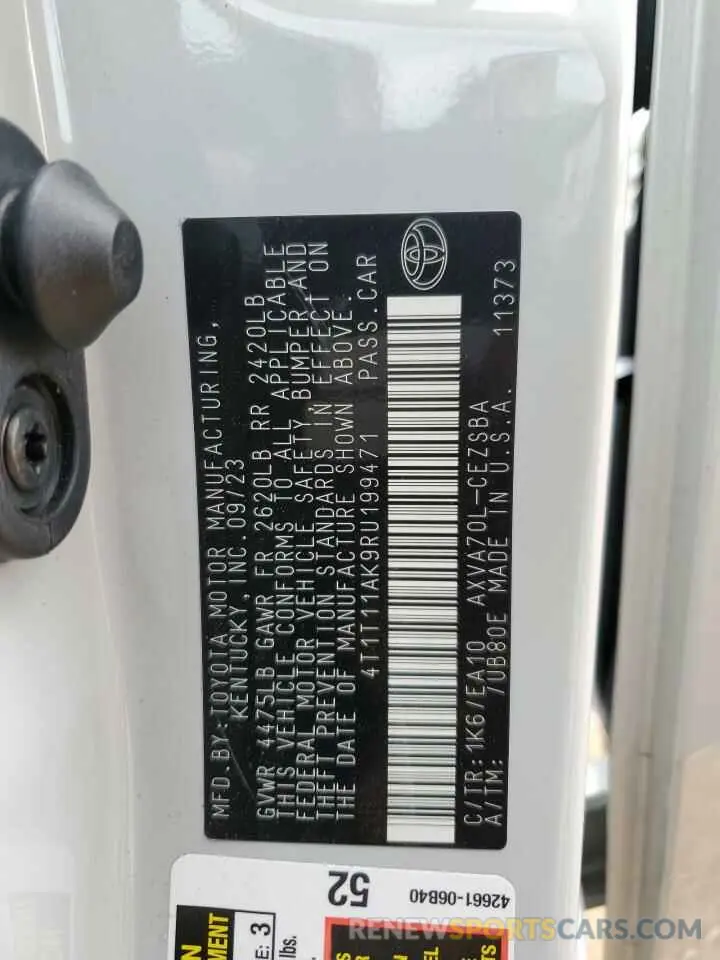 13 fotografías del automóvil dañado 4T1T11AK9RU199471 TOYOTA CAMRY 2024