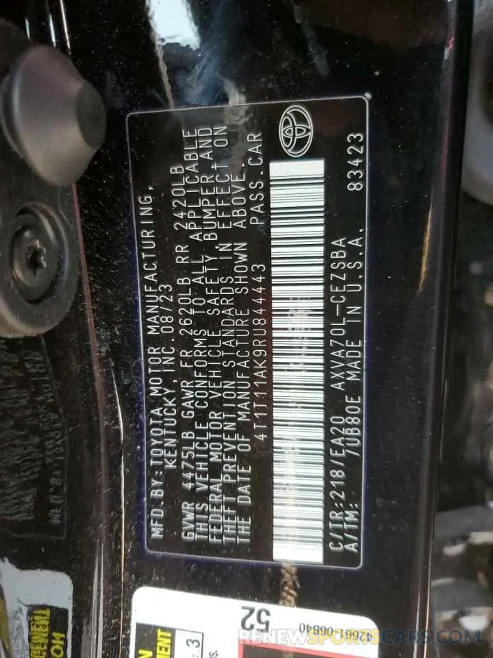 12 fotografías del automóvil dañado 4T1T11AK9RU844443 TOYOTA CAMRY 2024