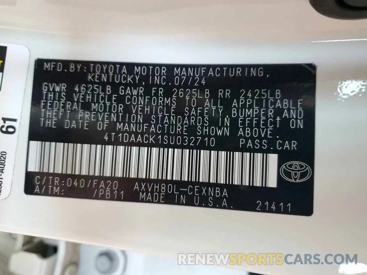 13 fotografías del automóvil dañado 4T1DAACK1SU032710 TOYOTA CAMRY 2025