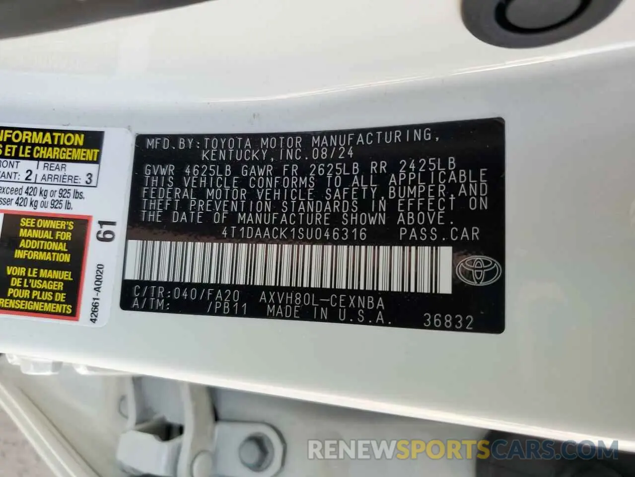 13 fotografías del automóvil dañado 4T1DAACK1SU046316 TOYOTA CAMRY 2025