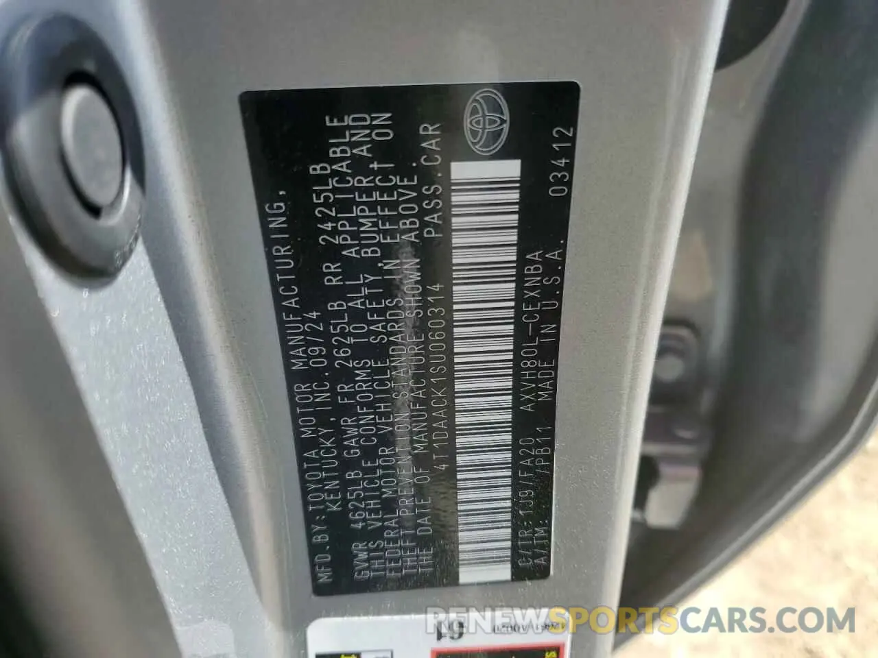 12 fotografías del automóvil dañado 4T1DAACK1SU060314 TOYOTA CAMRY 2025
