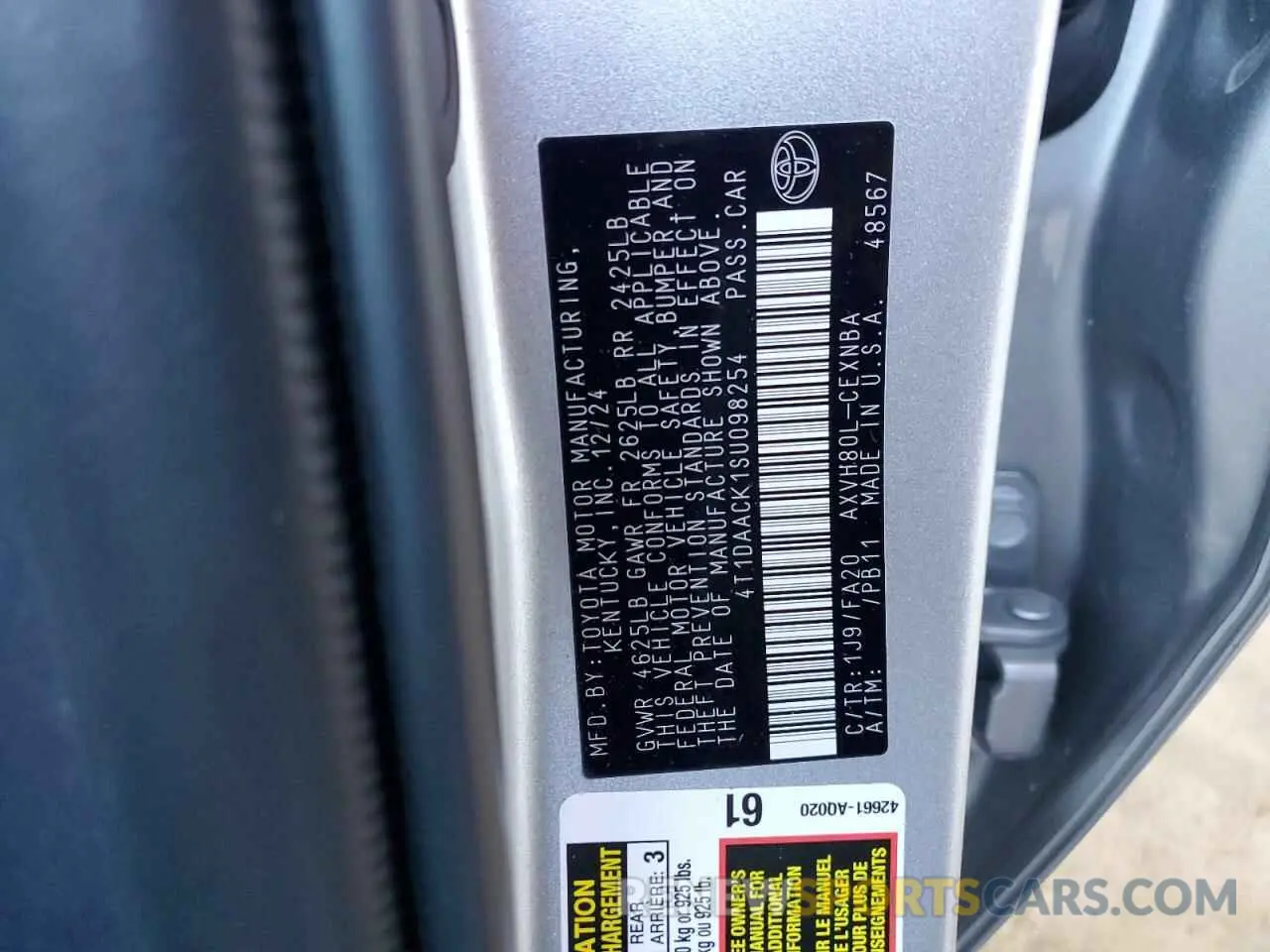 13 fotografías del automóvil dañado 4T1DAACK1SU098254 TOYOTA CAMRY 2025