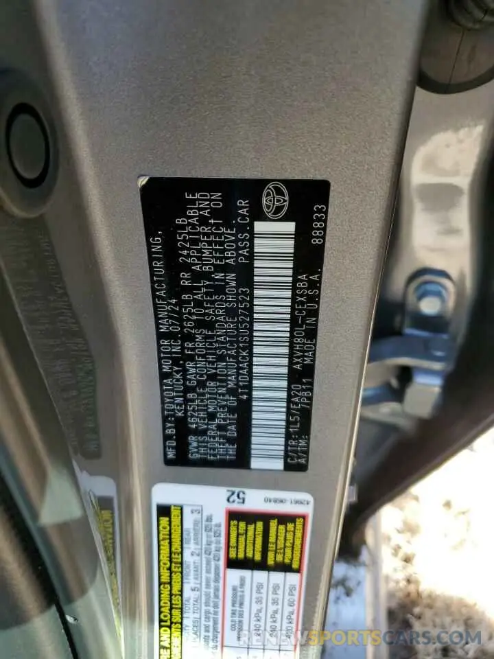 12 fotografías del automóvil dañado 4T1DAACK1SU527523 TOYOTA CAMRY 2025