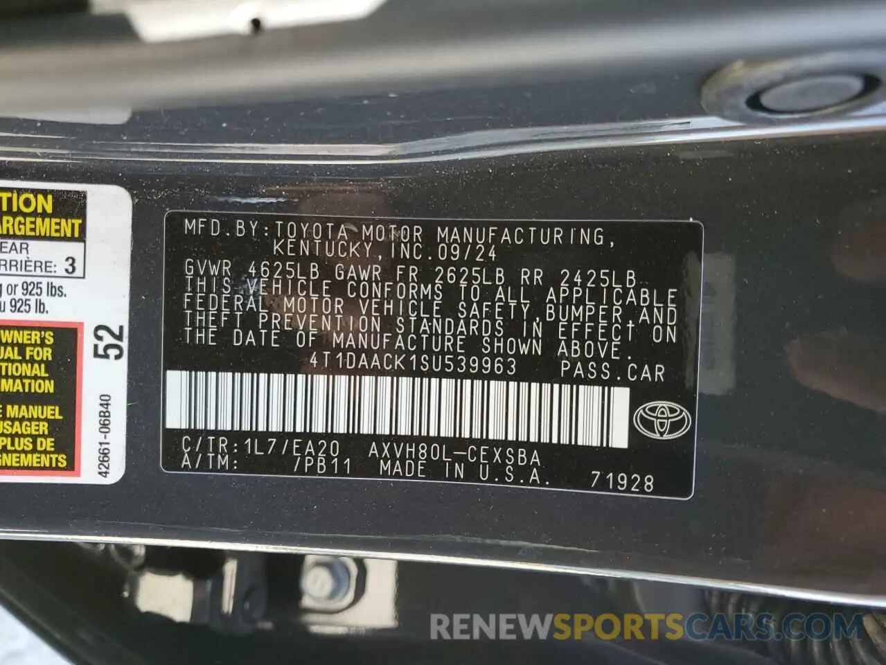 13 fotografías del automóvil dañado 4T1DAACK1SU539963 TOYOTA CAMRY 2025