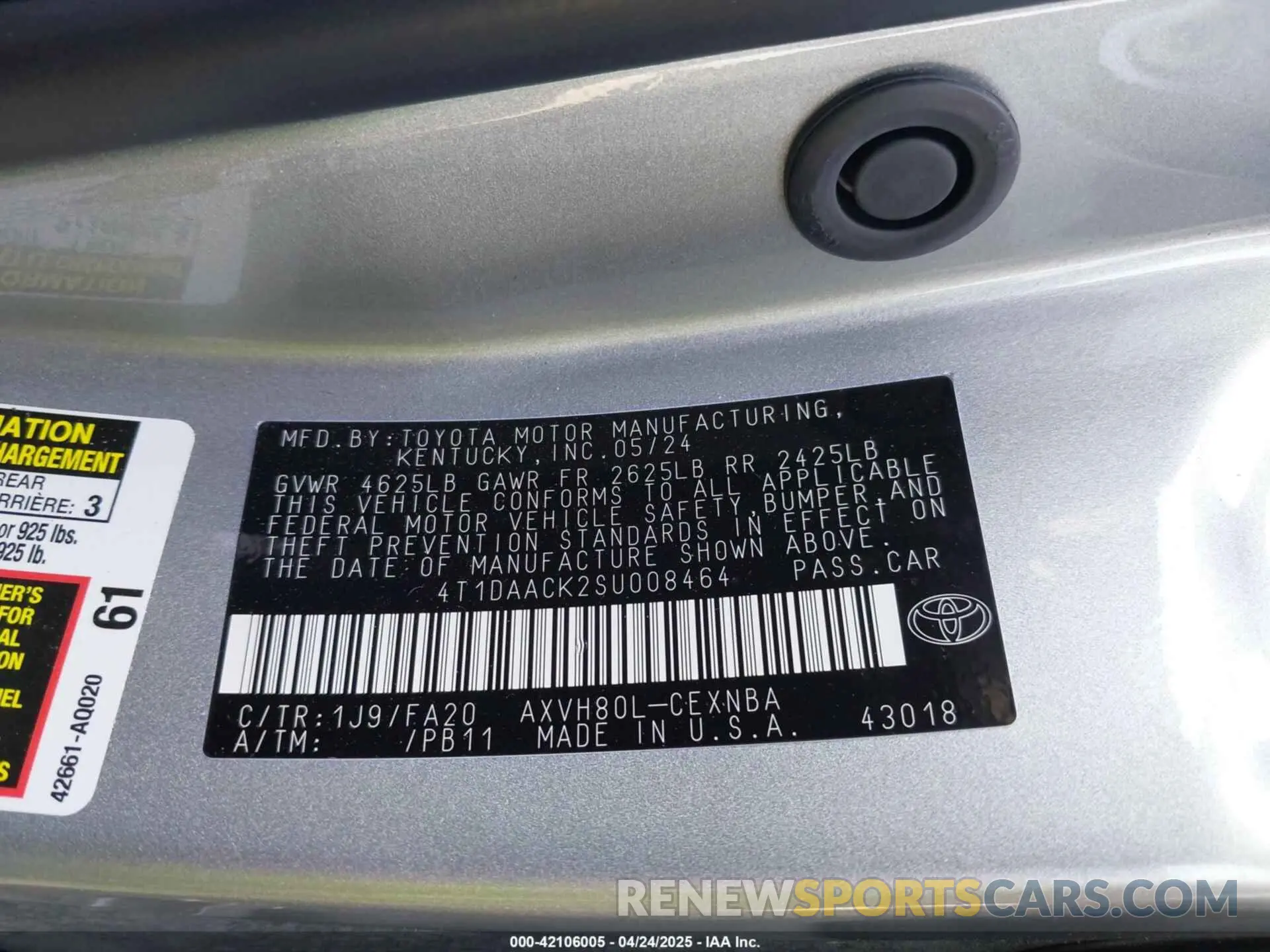 9 fotografías del automóvil dañado 4T1DAACK2SU008464 TOYOTA CAMRY 2025