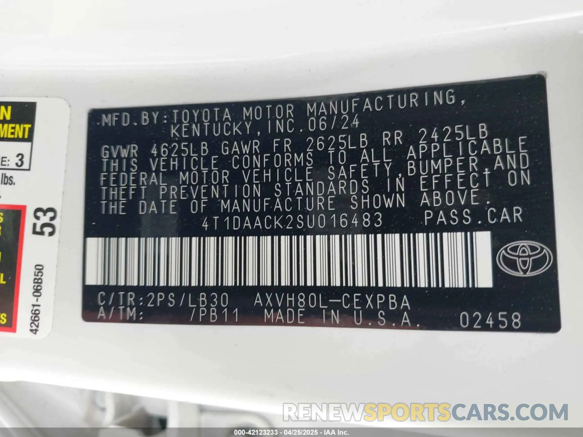 9 fotografías del automóvil dañado 4T1DAACK2SU016483 TOYOTA CAMRY 2025