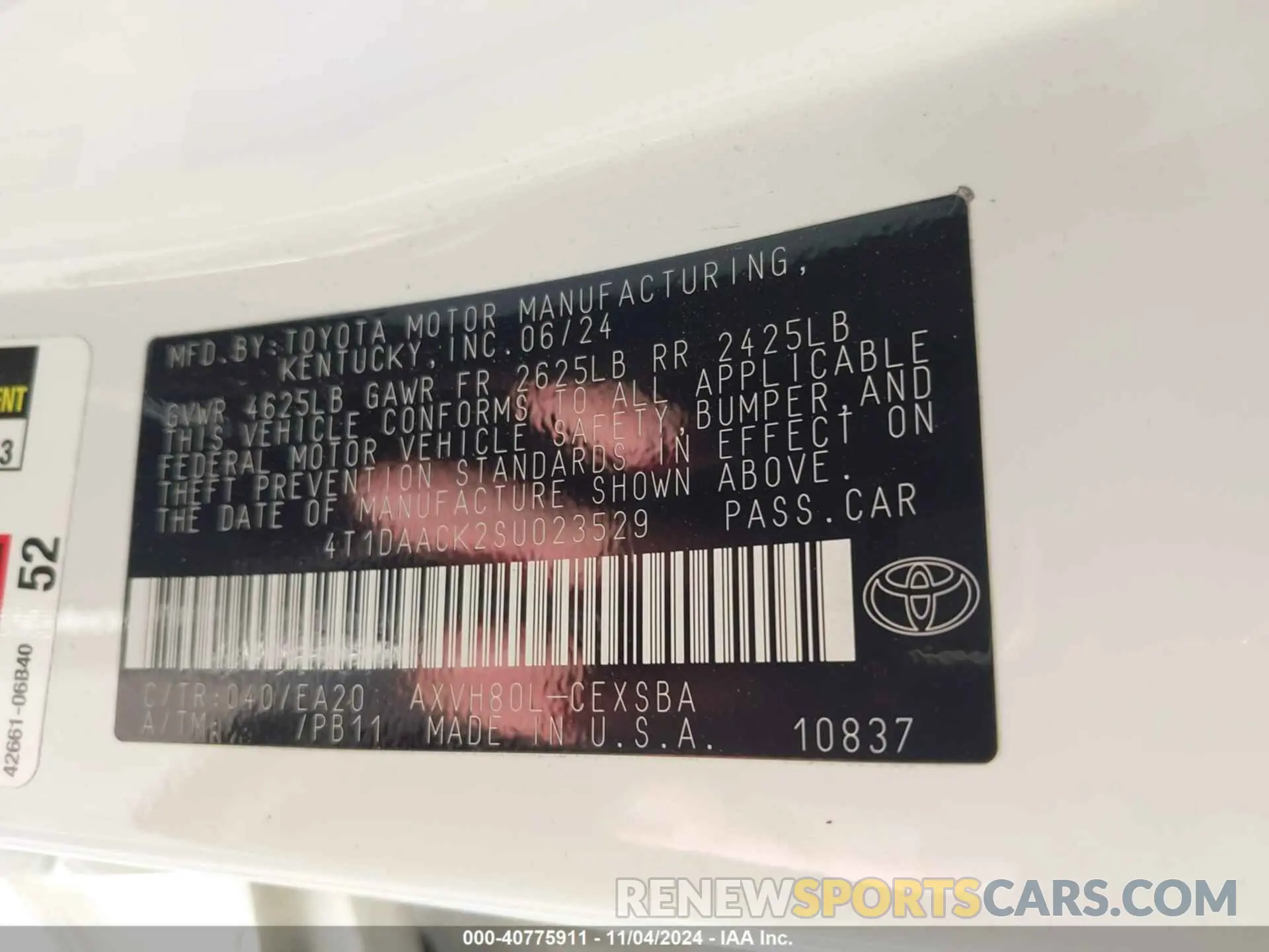 9 fotografías del automóvil dañado 4T1DAACK2SU023529 TOYOTA CAMRY 2025