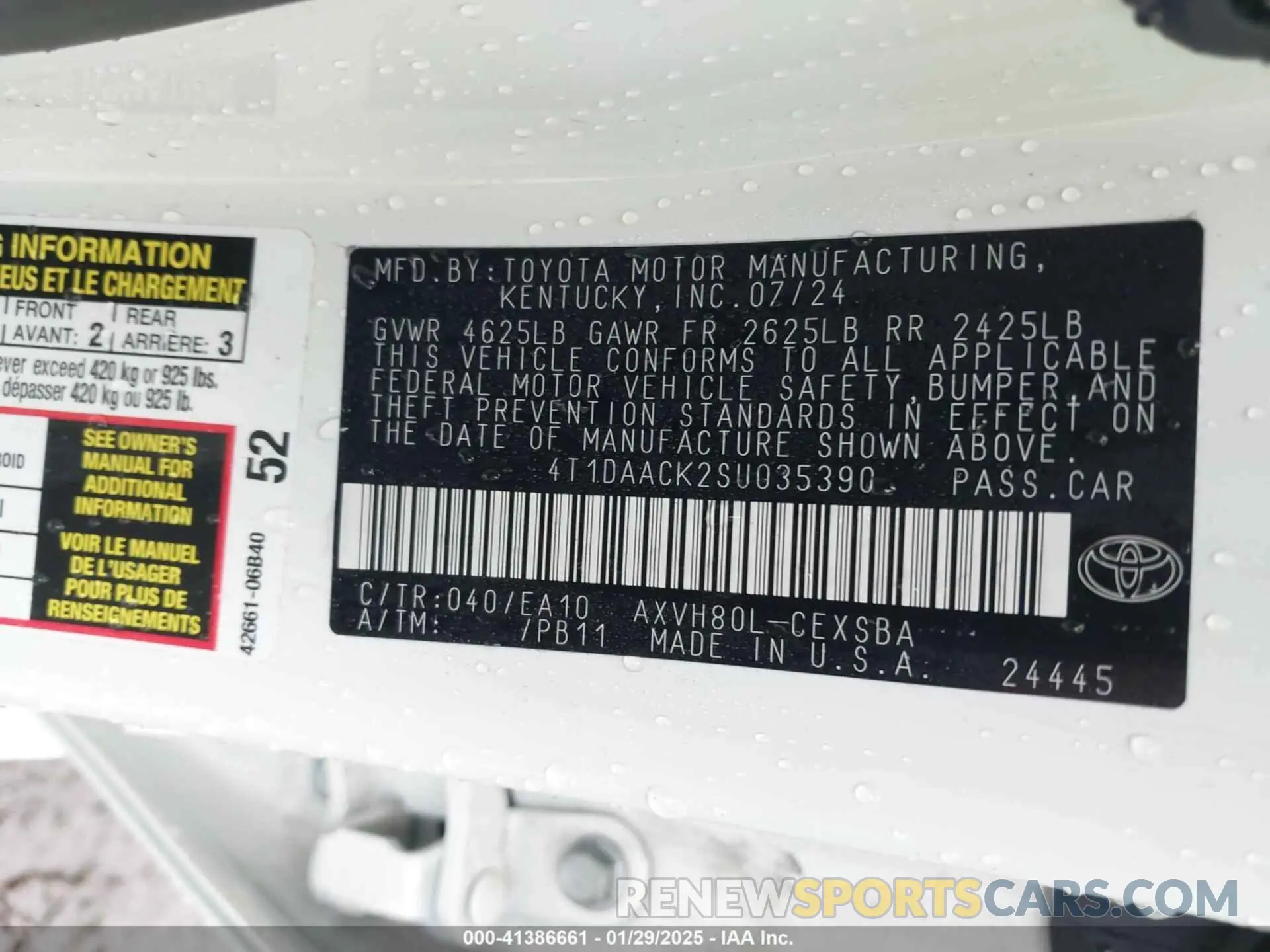 9 fotografías del automóvil dañado 4T1DAACK2SU035390 TOYOTA CAMRY 2025