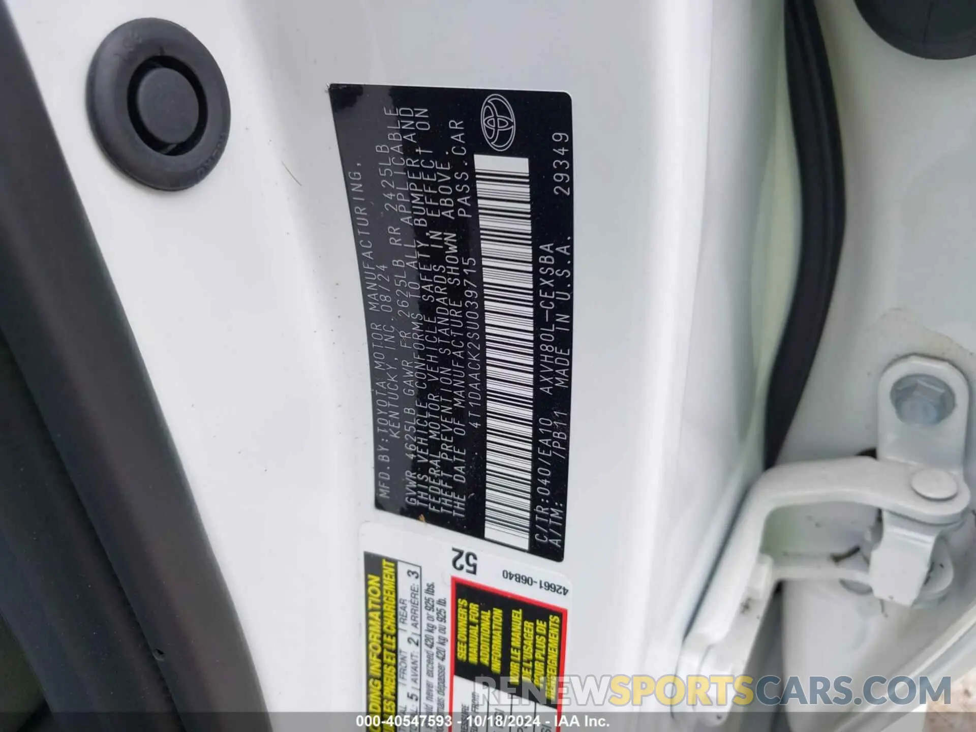 9 fotografías del automóvil dañado 4T1DAACK2SU039715 TOYOTA CAMRY 2025