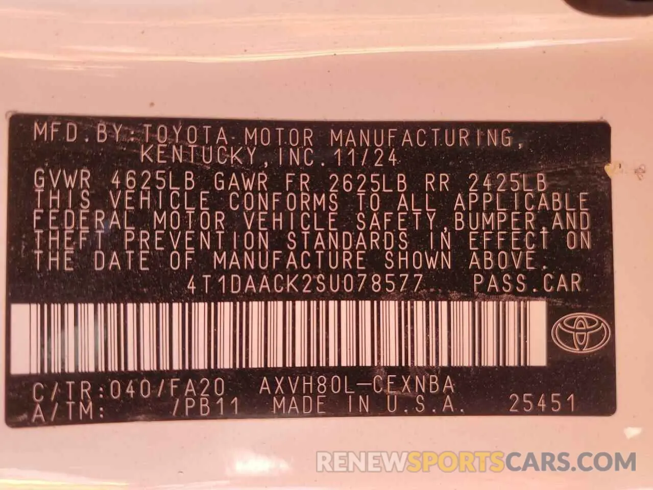 12 fotografías del automóvil dañado 4T1DAACK2SU078577 TOYOTA CAMRY 2025