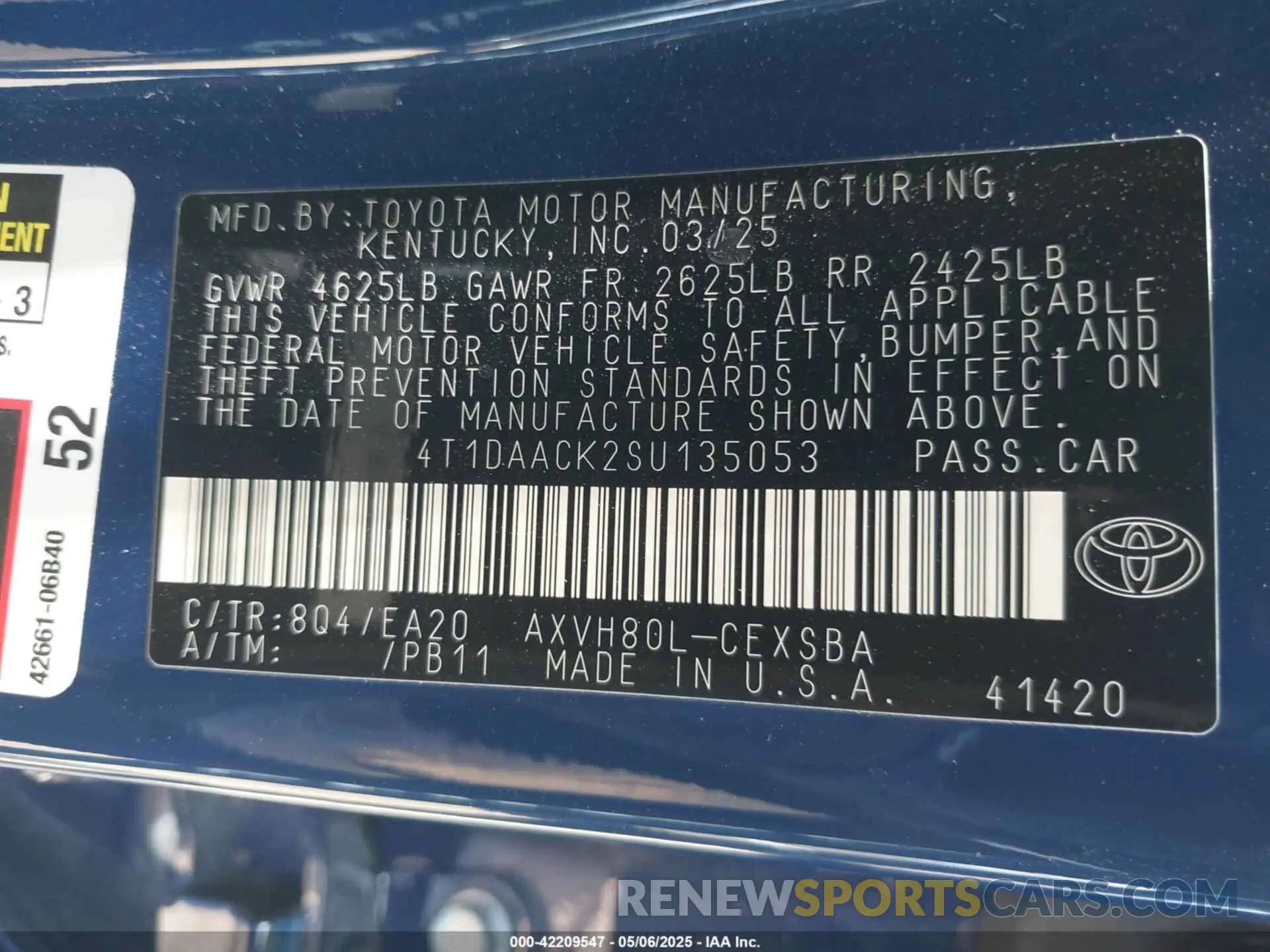 9 fotografías del automóvil dañado 4T1DAACK2SU135053 TOYOTA CAMRY 2025
