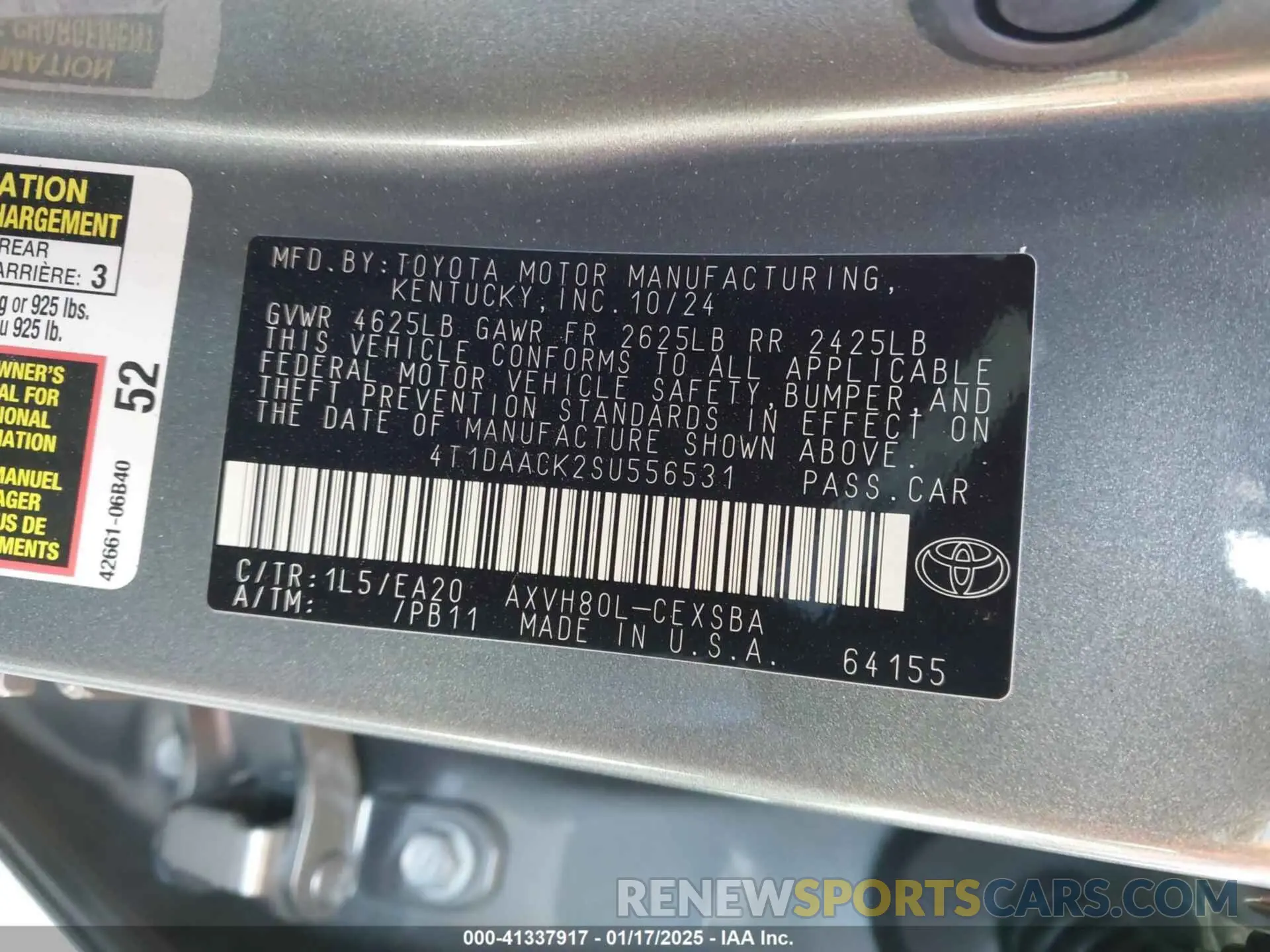 9 fotografías del automóvil dañado 4T1DAACK2SU556531 TOYOTA CAMRY 2025