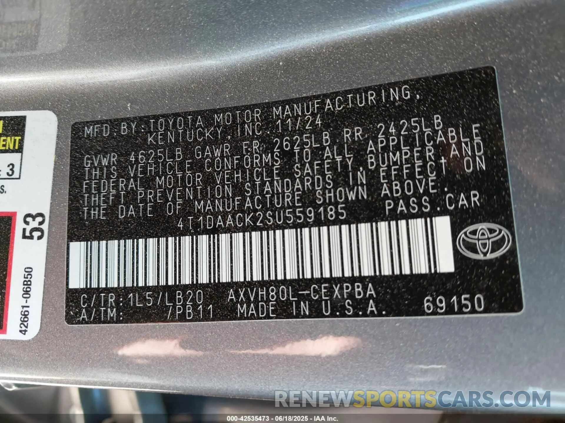 9 fotografías del automóvil dañado 4T1DAACK2SU559185 TOYOTA CAMRY 2025