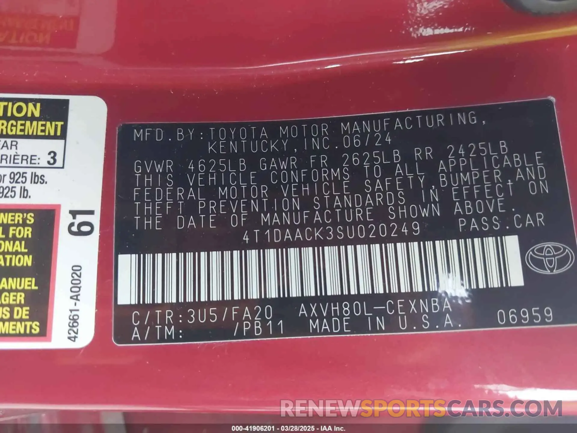 9 fotografías del automóvil dañado 4T1DAACK3SU020249 TOYOTA CAMRY 2025