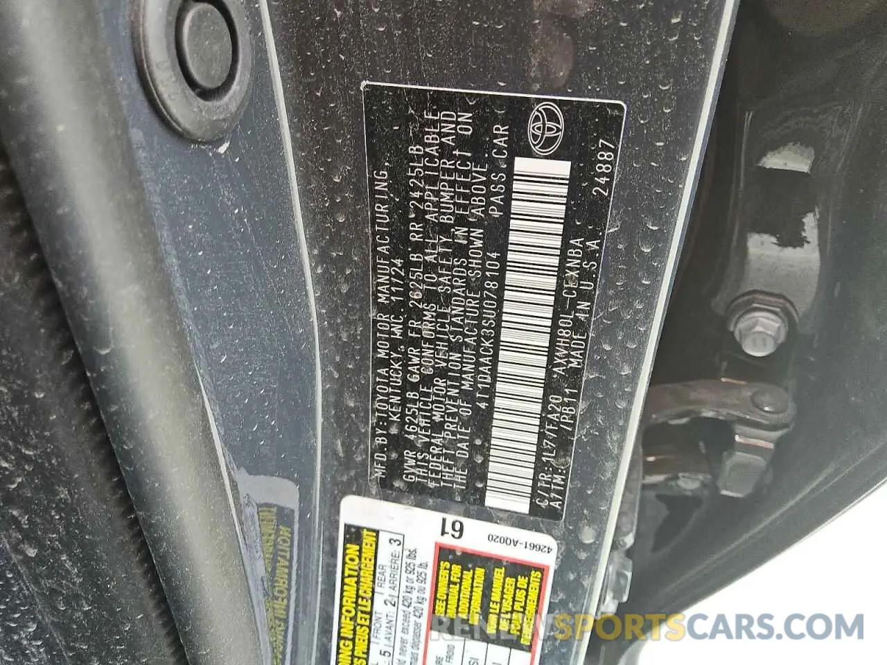 12 fotografías del automóvil dañado 4T1DAACK3SU078104 TOYOTA CAMRY 2025
