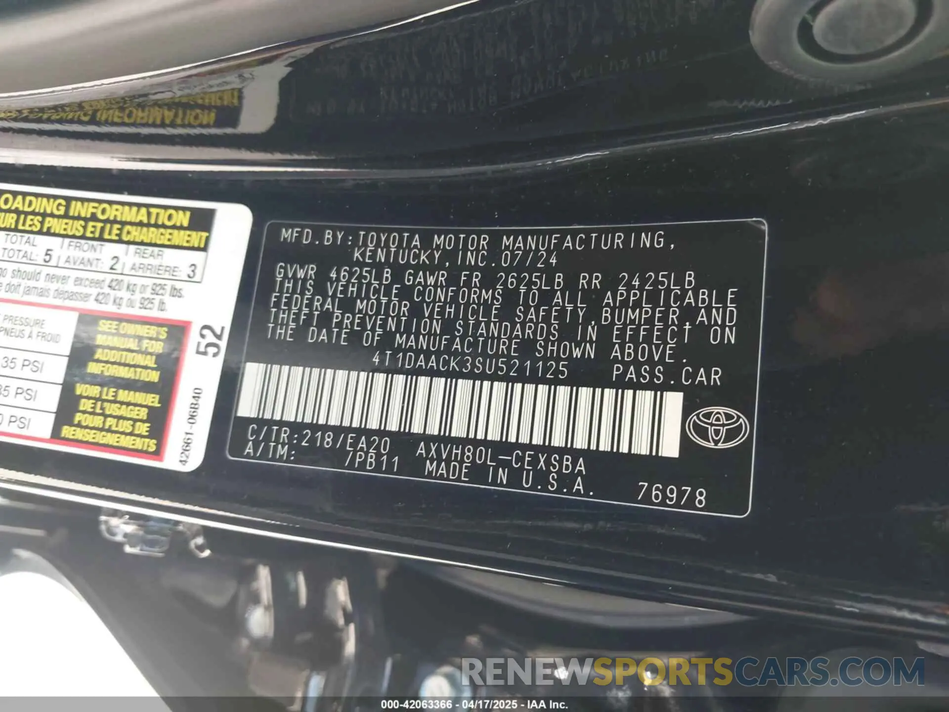 9 fotografías del automóvil dañado 4T1DAACK3SU521125 TOYOTA CAMRY 2025