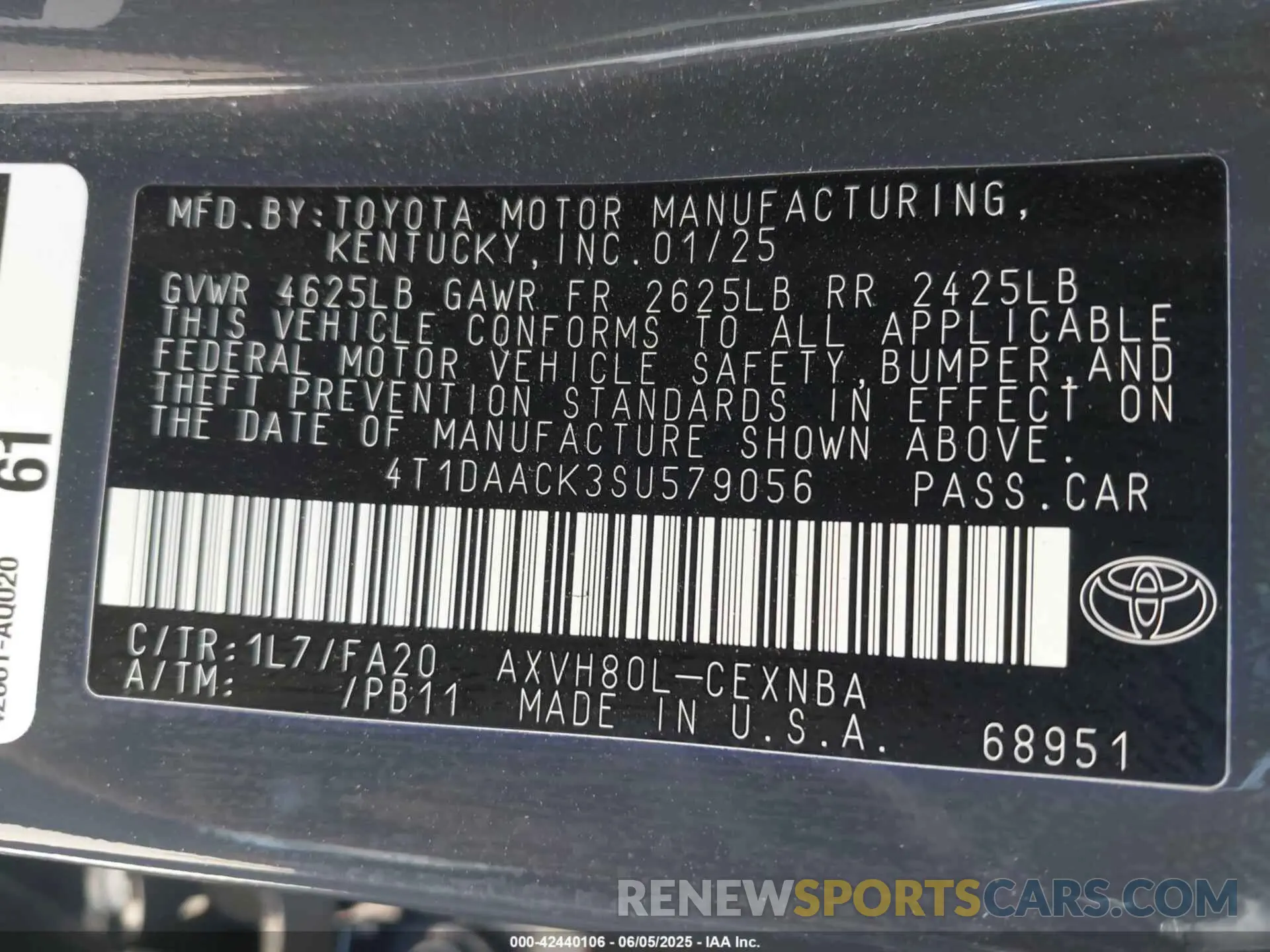 9 fotografías del automóvil dañado 4T1DAACK3SU579056 TOYOTA CAMRY 2025
