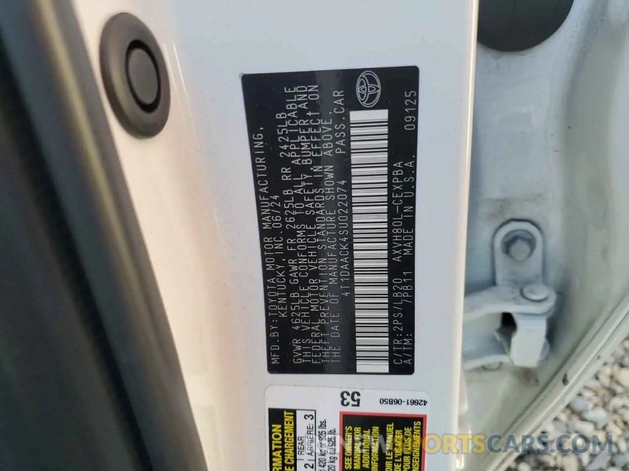 12 fotografías del automóvil dañado 4T1DAACK4SU022074 TOYOTA CAMRY 2025