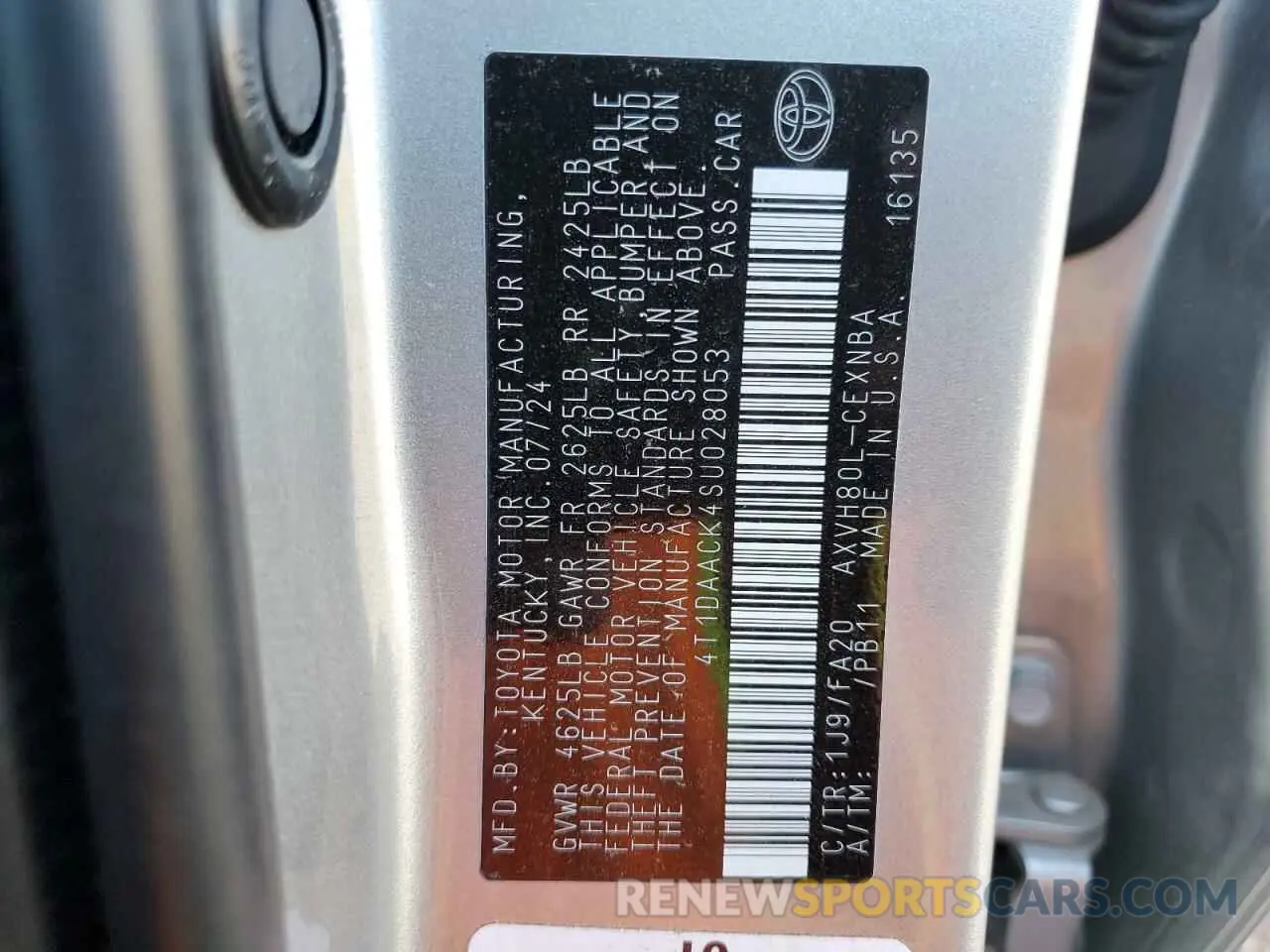 12 fotografías del automóvil dañado 4T1DAACK4SU028053 TOYOTA CAMRY 2025