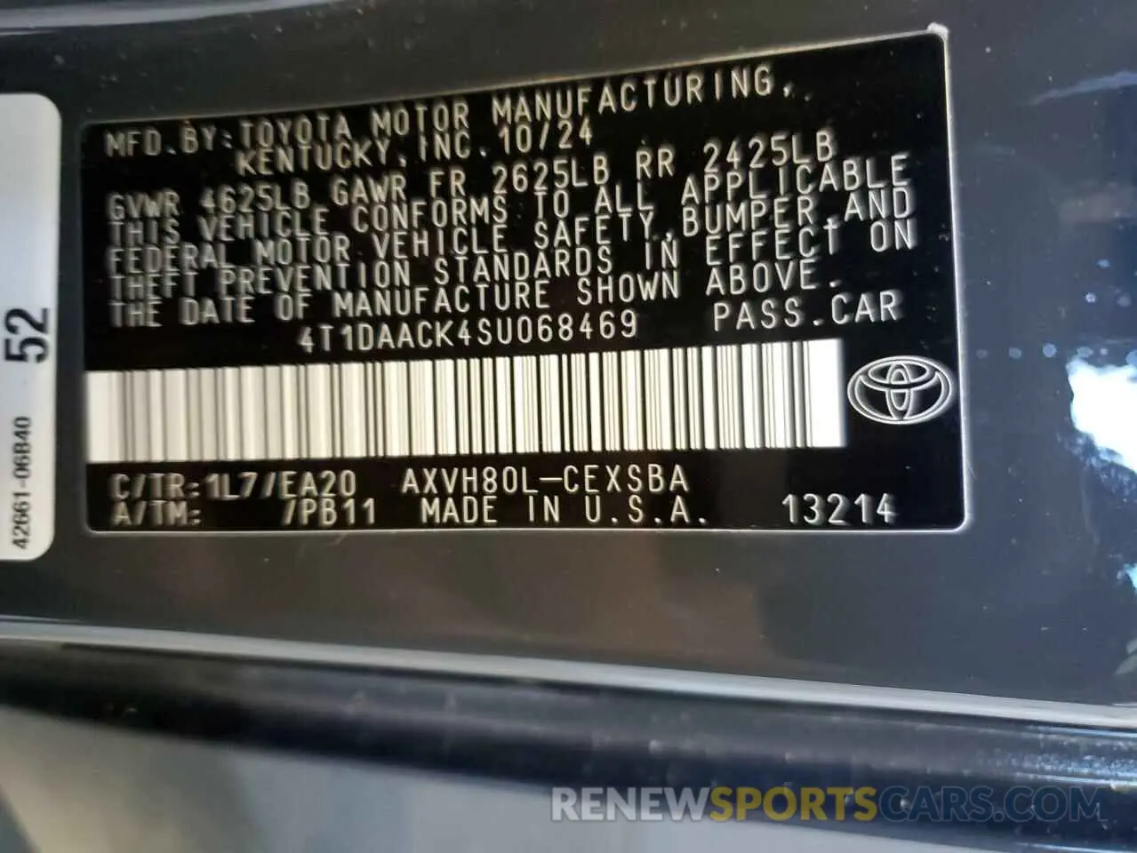 12 fotografías del automóvil dañado 4T1DAACK4SU068469 TOYOTA CAMRY 2025