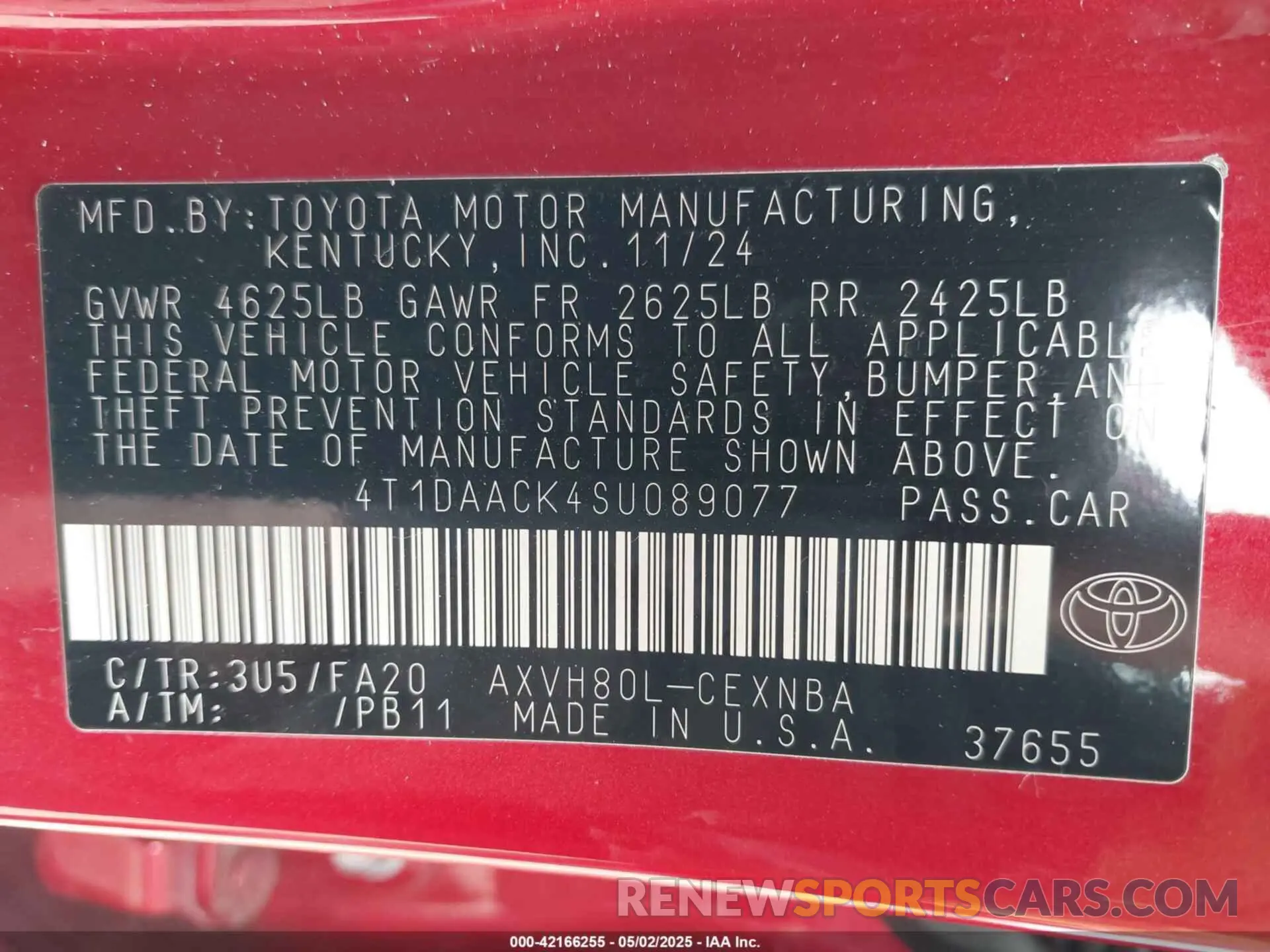 9 fotografías del automóvil dañado 4T1DAACK4SU089077 TOYOTA CAMRY 2025