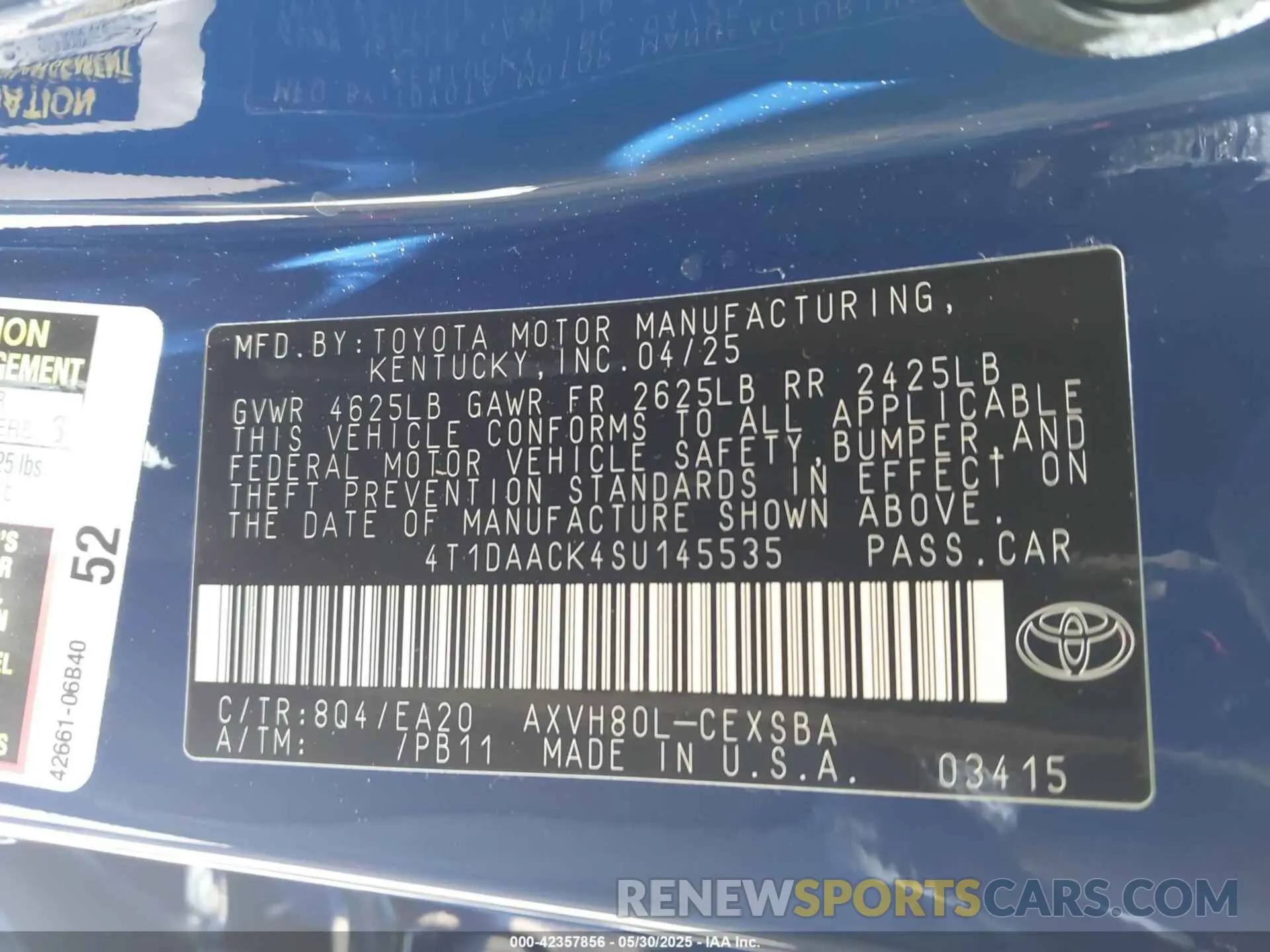 9 fotografías del automóvil dañado 4T1DAACK4SU145535 TOYOTA CAMRY 2025