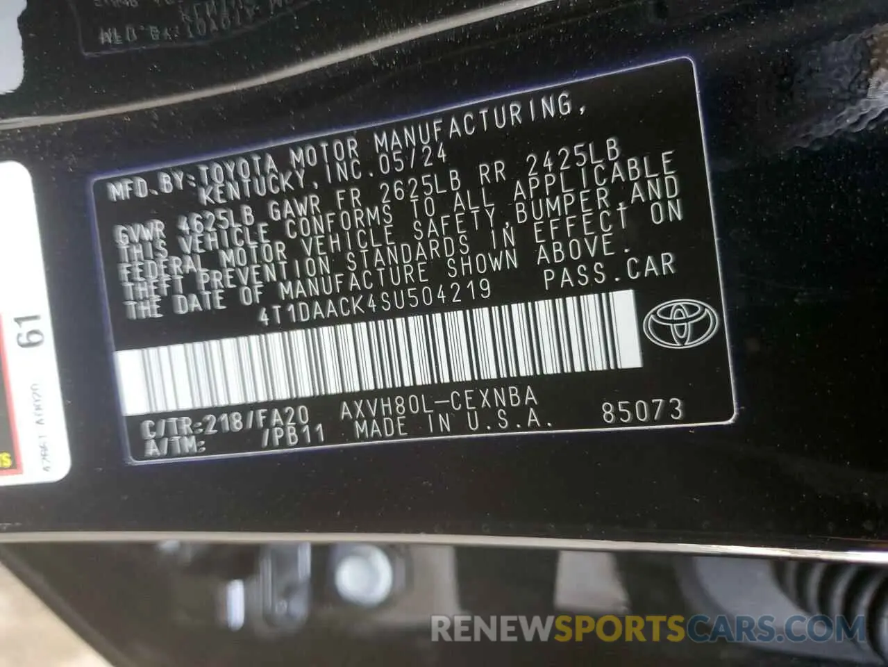 14 fotografías del automóvil dañado 4T1DAACK4SU504219 TOYOTA CAMRY 2025