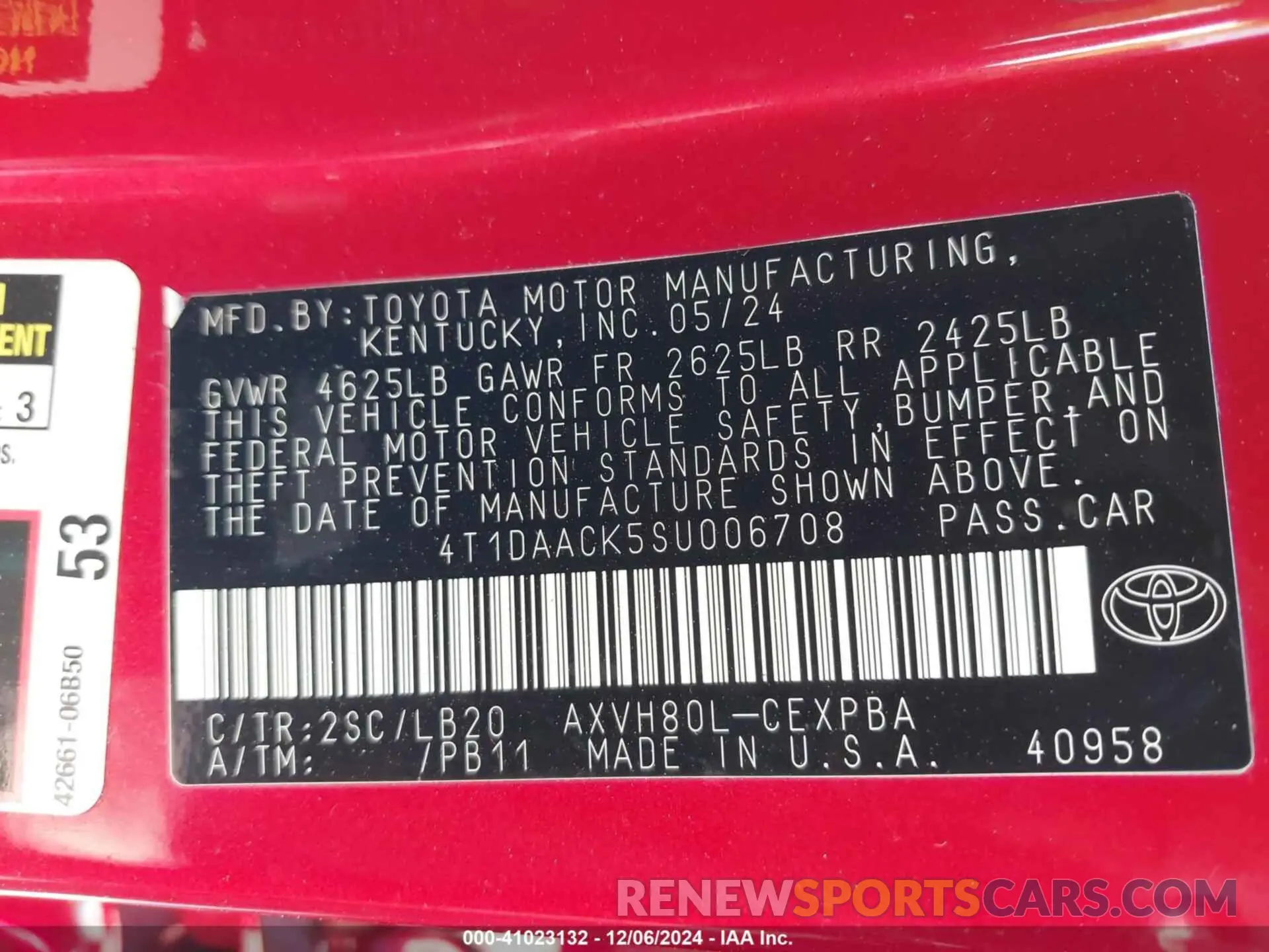 9 fotografías del automóvil dañado 4T1DAACK5SU006708 TOYOTA CAMRY 2025