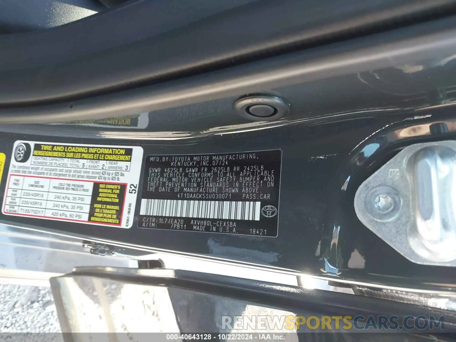 9 fotografías del automóvil dañado 4T1DAACK5SU030071 TOYOTA CAMRY 2025
