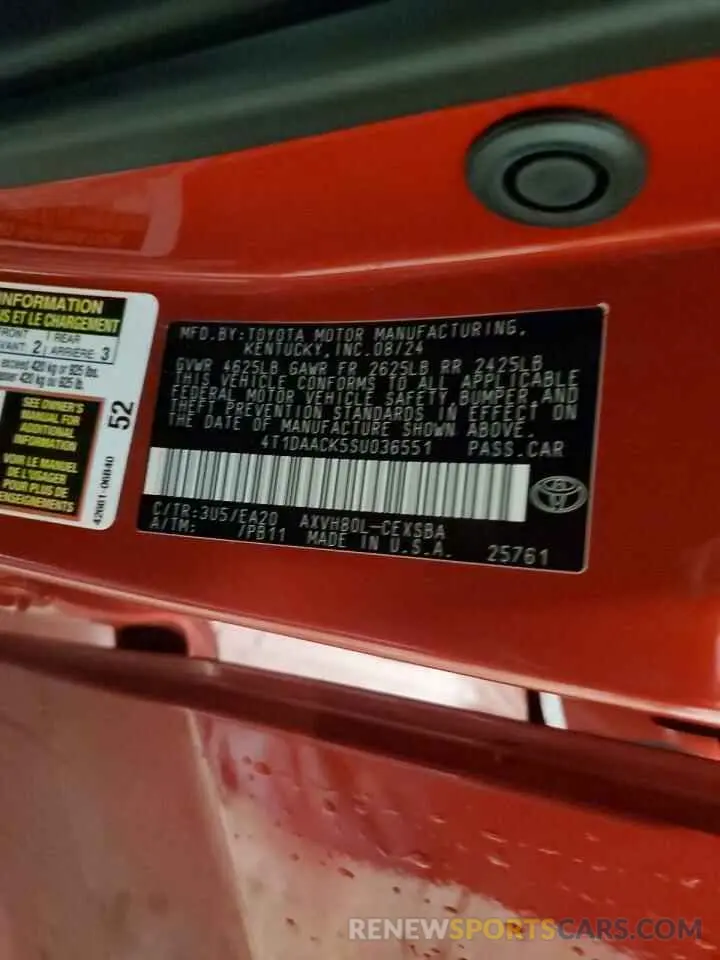 13 fotografías del automóvil dañado 4T1DAACK5SU036551 TOYOTA CAMRY 2025