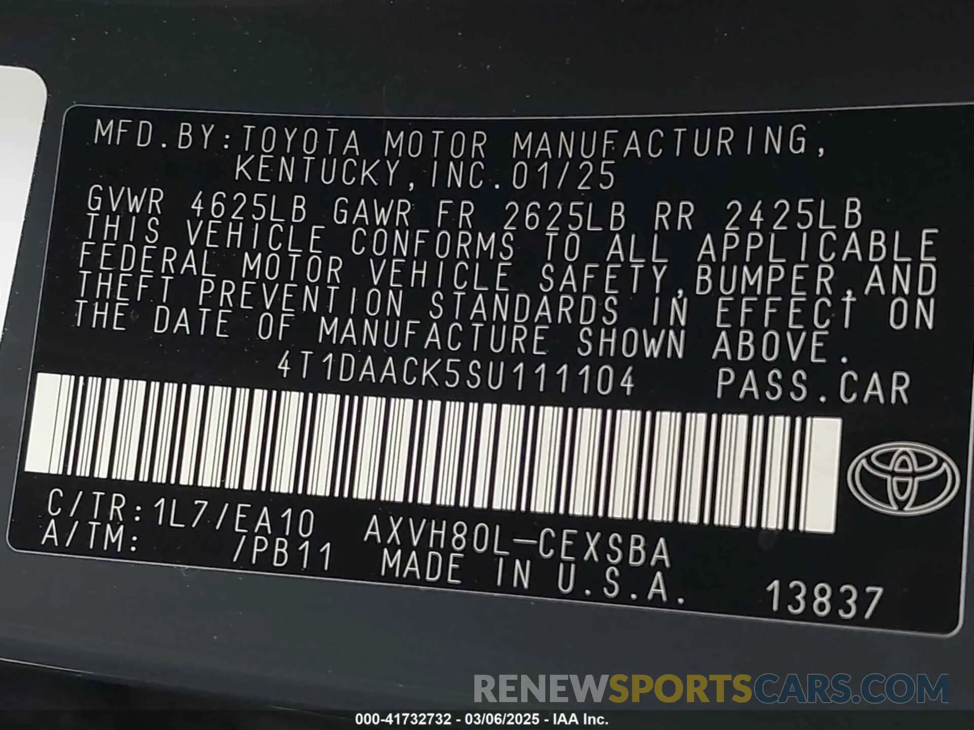 9 fotografías del automóvil dañado 4T1DAACK5SU111104 TOYOTA CAMRY 2025