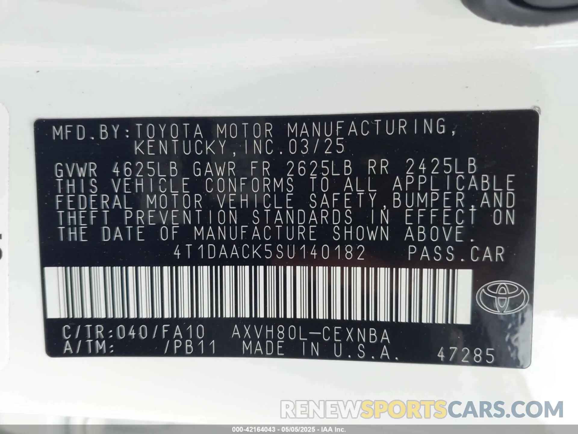 9 fotografías del automóvil dañado 4T1DAACK5SU140182 TOYOTA CAMRY 2025