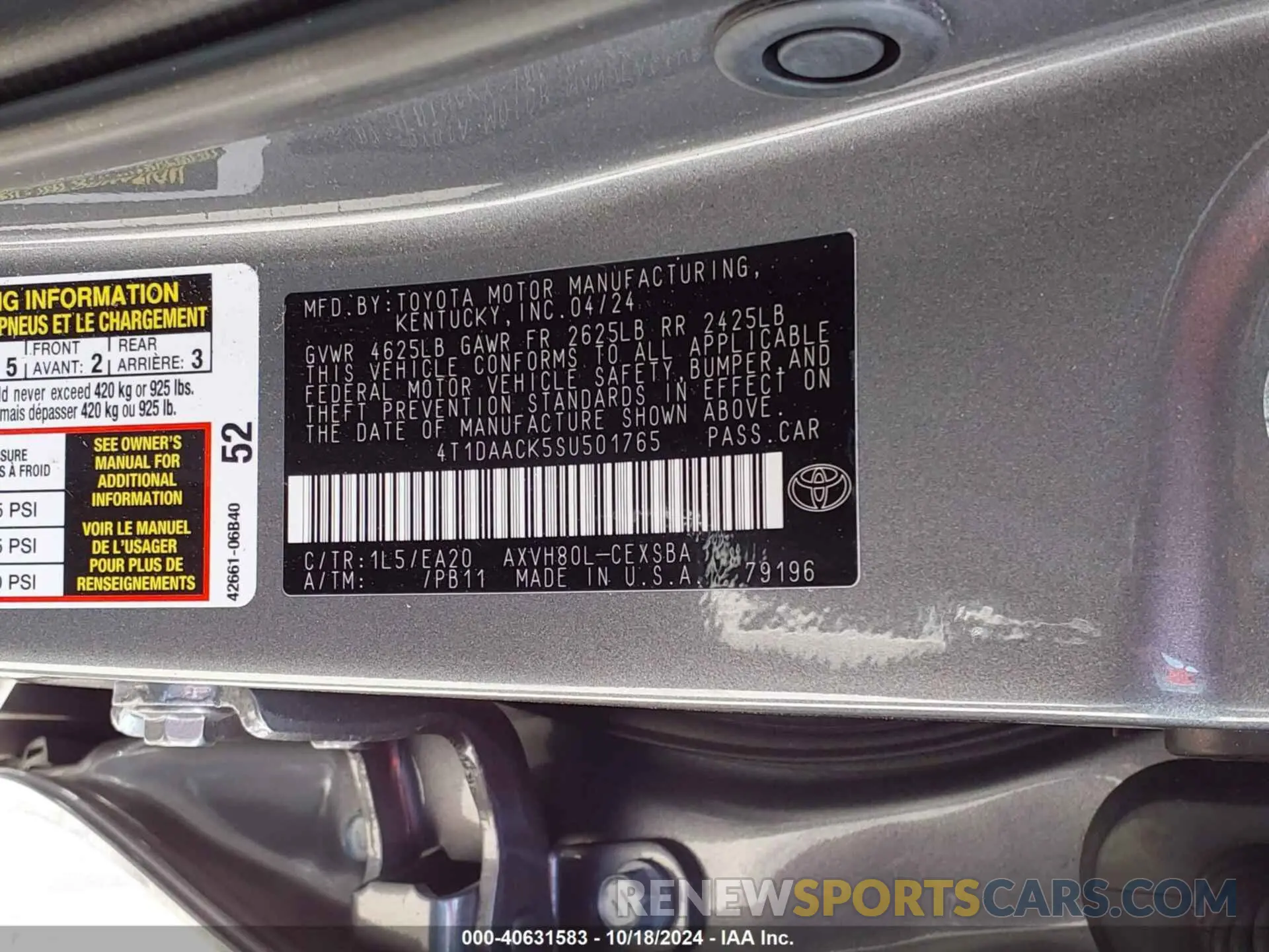 9 fotografías del automóvil dañado 4T1DAACK5SU501765 TOYOTA CAMRY 2025
