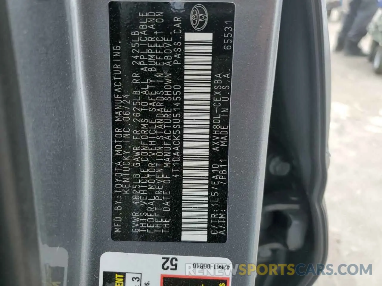12 fotografías del automóvil dañado 4T1DAACK5SU514550 TOYOTA CAMRY 2025
