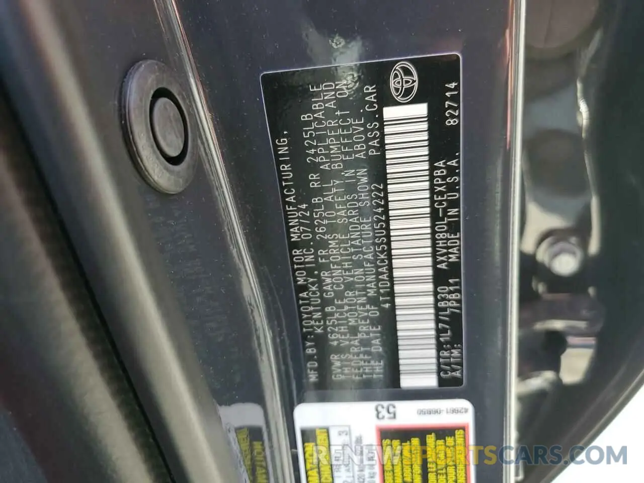 13 fotografías del automóvil dañado 4T1DAACK5SU524222 TOYOTA CAMRY 2025