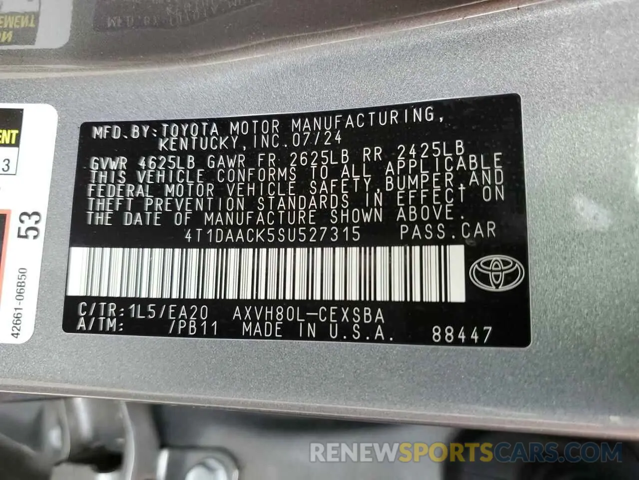 12 fotografías del automóvil dañado 4T1DAACK5SU527315 TOYOTA CAMRY 2025