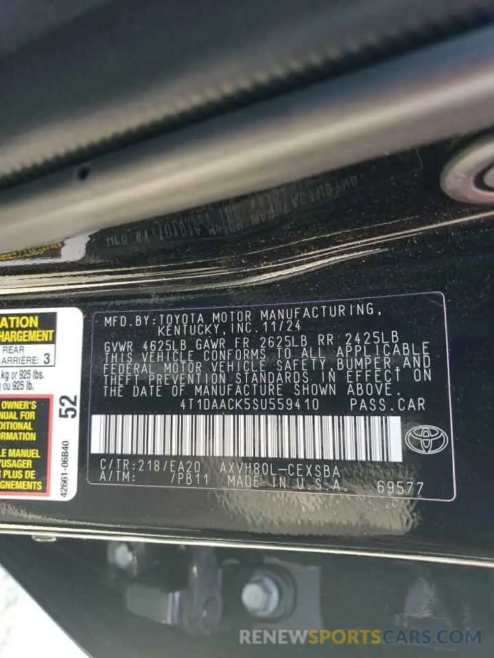 12 fotografías del automóvil dañado 4T1DAACK5SU559410 TOYOTA CAMRY 2025