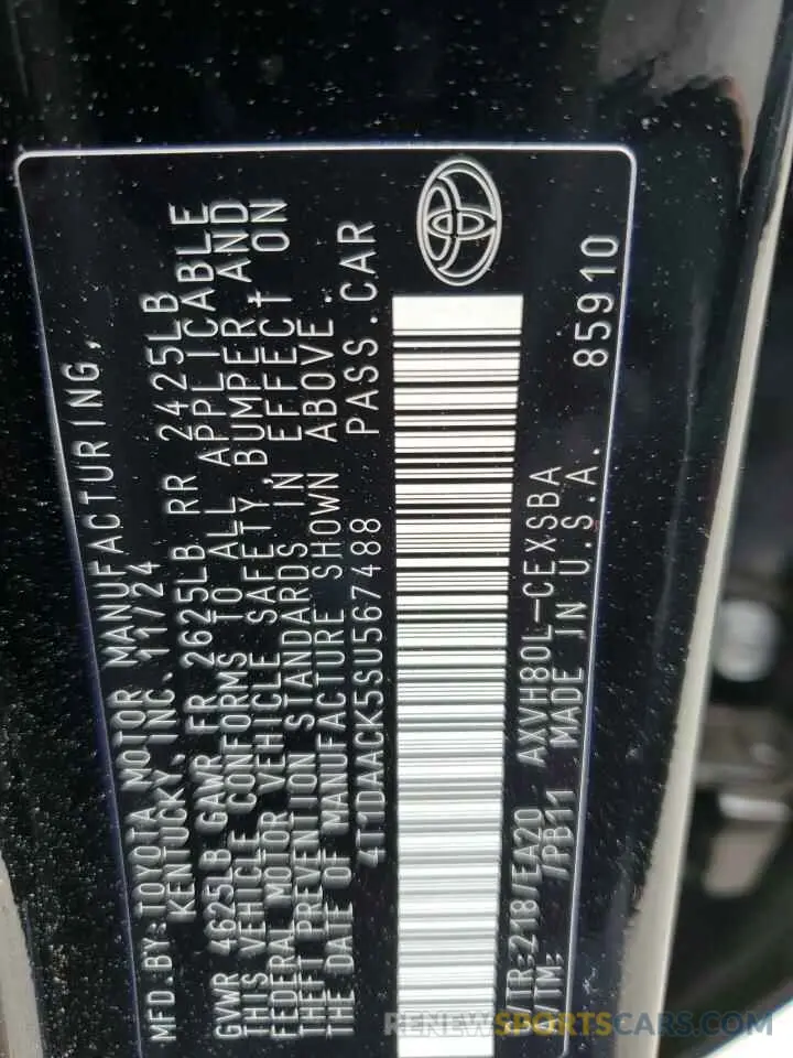 15 fotografías del automóvil dañado 4T1DAACK5SU567488 TOYOTA CAMRY 2025