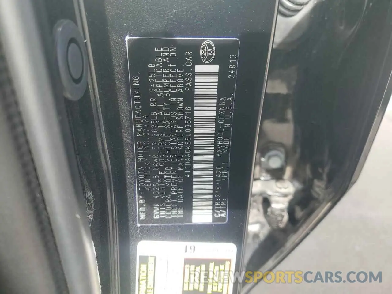 12 fotografías del automóvil dañado 4T1DAACK6SU035716 TOYOTA CAMRY 2025