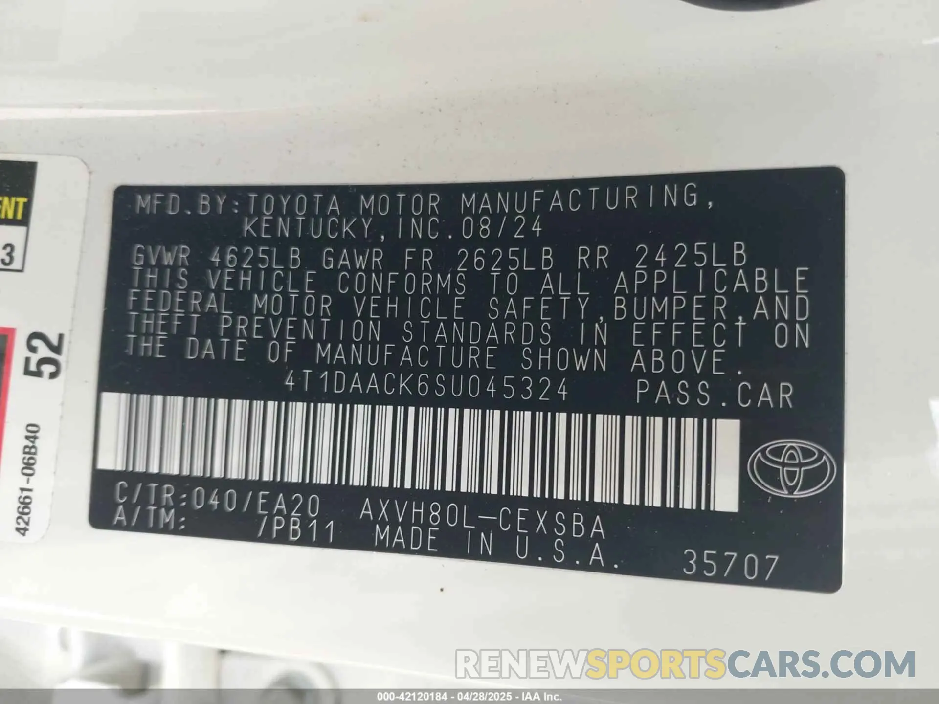 9 fotografías del automóvil dañado 4T1DAACK6SU045324 TOYOTA CAMRY 2025