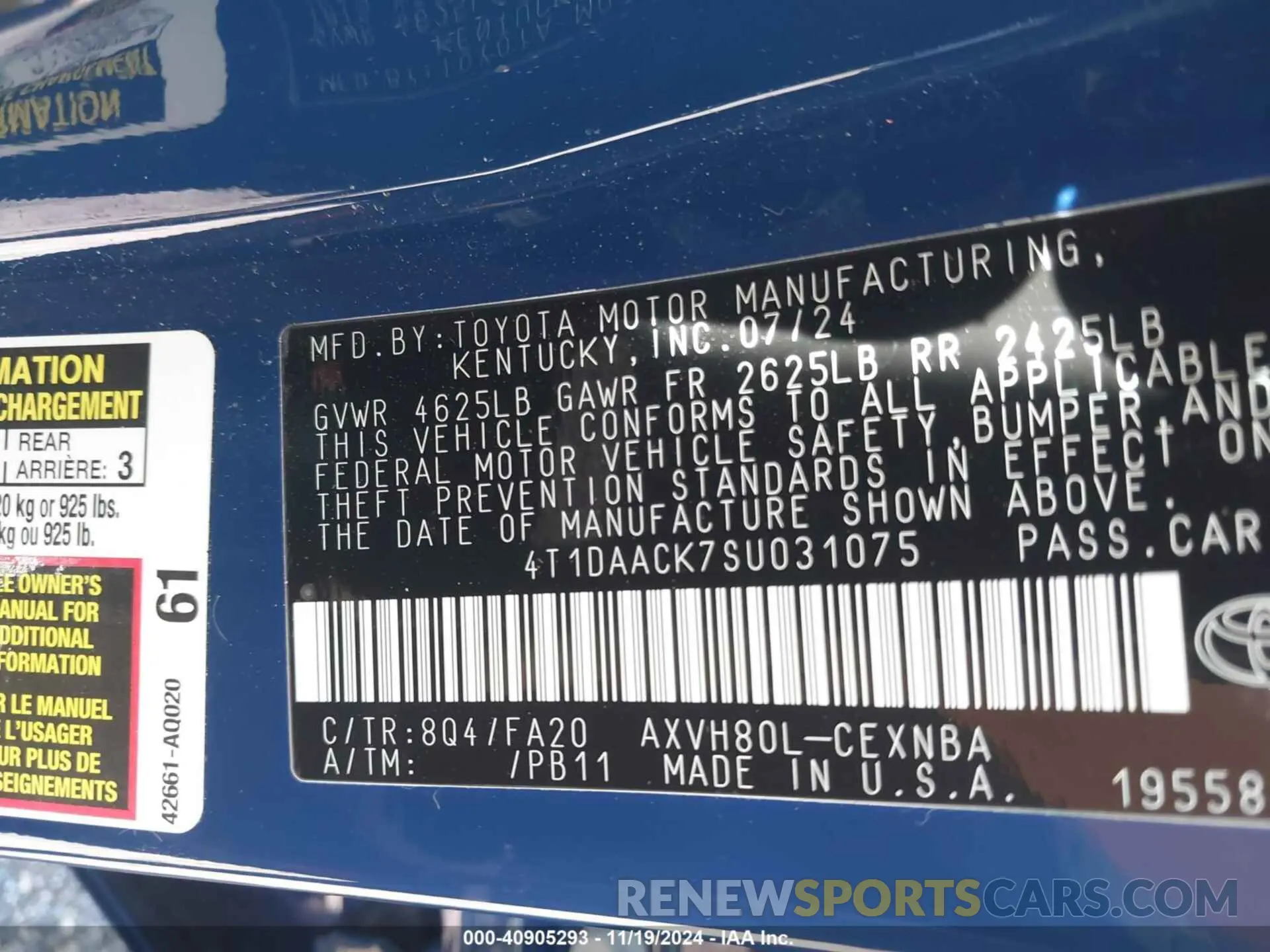 9 fotografías del automóvil dañado 4T1DAACK7SU031075 TOYOTA CAMRY 2025