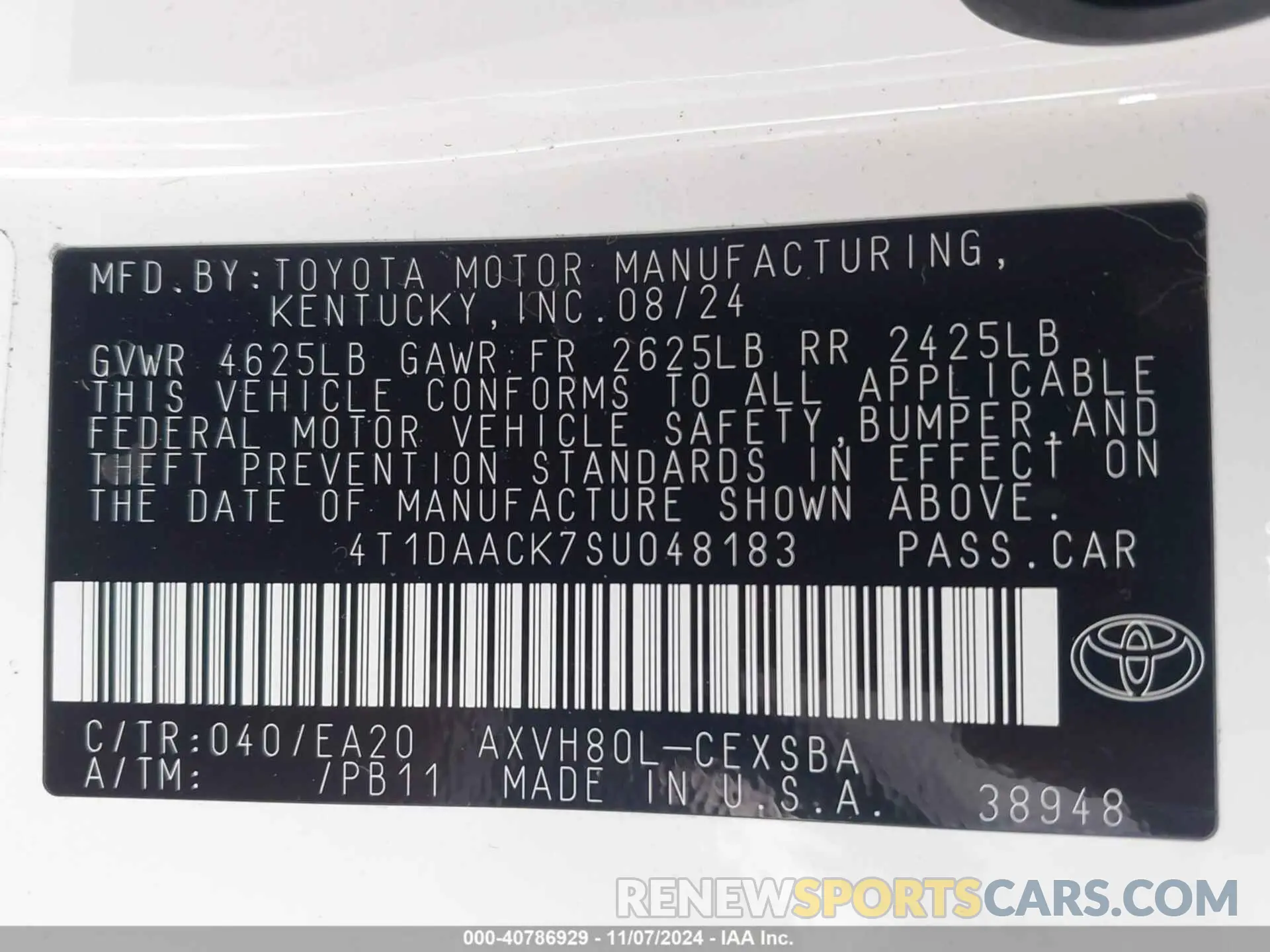 9 fotografías del automóvil dañado 4T1DAACK7SU048183 TOYOTA CAMRY 2025