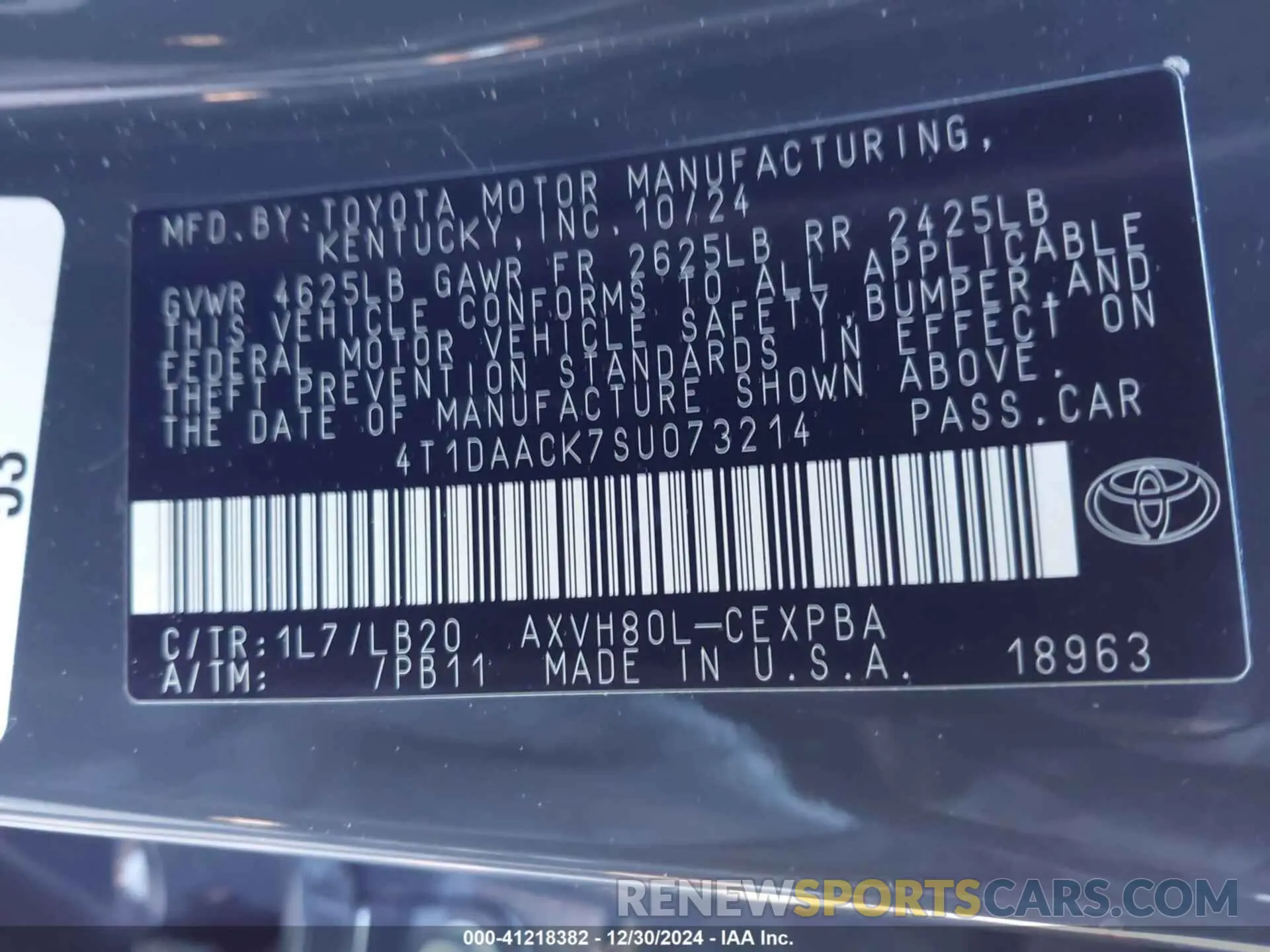 9 fotografías del automóvil dañado 4T1DAACK7SU073214 TOYOTA CAMRY 2025