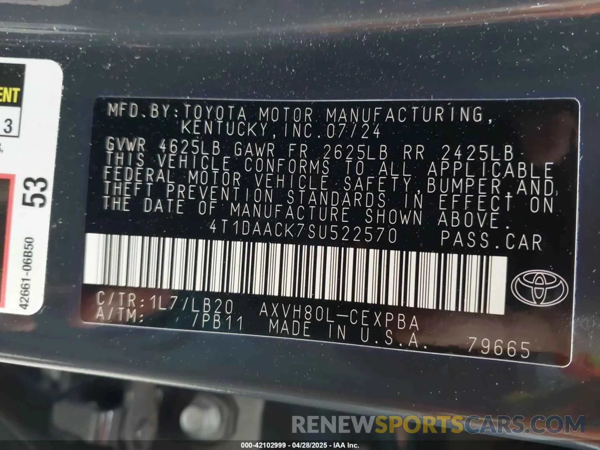 9 fotografías del automóvil dañado 4T1DAACK7SU522570 TOYOTA CAMRY 2025