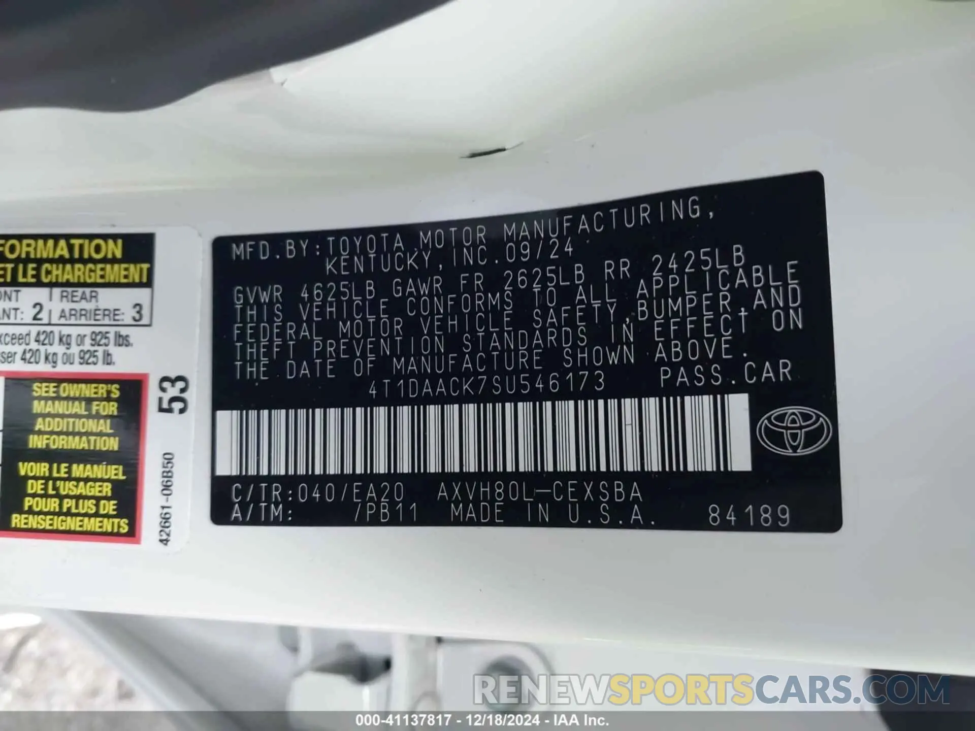 9 fotografías del automóvil dañado 4T1DAACK7SU546173 TOYOTA CAMRY 2025