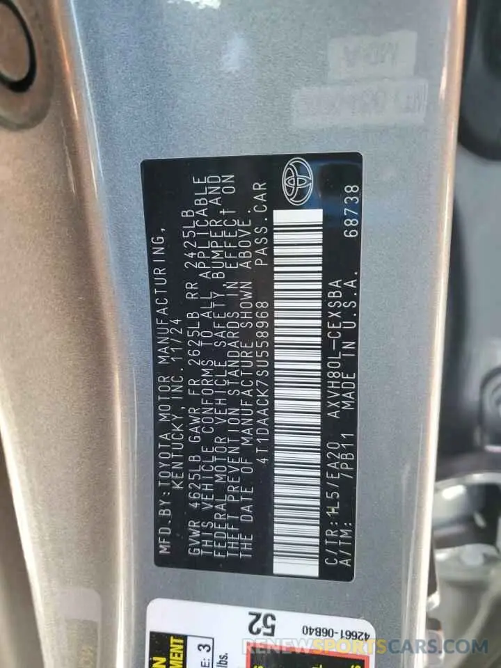 12 fotografías del automóvil dañado 4T1DAACK7SU558968 TOYOTA CAMRY 2025