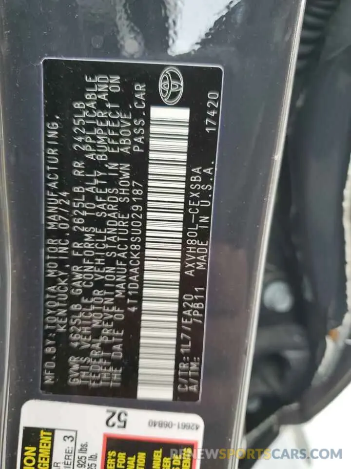 12 fotografías del automóvil dañado 4T1DAACK8SU029187 TOYOTA CAMRY 2025